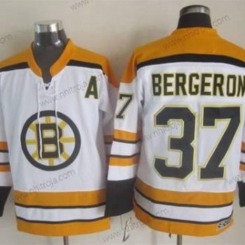 Herrar Boston Bruins #37 Patrice Bergeron 2007-08 Vit CCM Vintage Tröjor