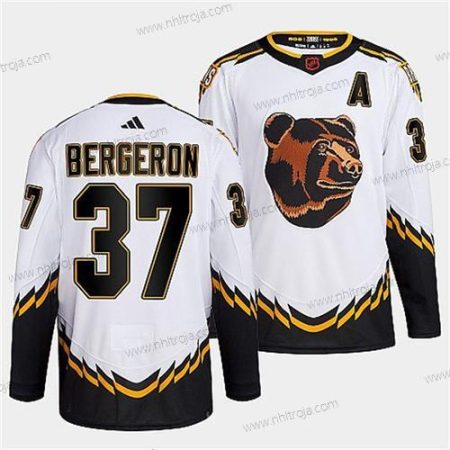 Herrar Boston Bruins #37 Patrice Bergeron 2022 Vit Omvänd Retro Stitched Tröjor