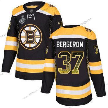 Herrar Boston Bruins #37 Patrice Bergeron Svart Autentisk 2019 Stanley Cup Final Bound Stitched Hockey Hemma Tröjor Version 2