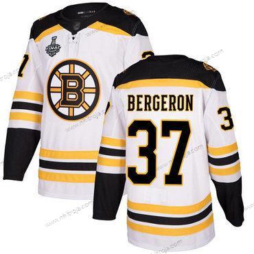 Herrar Boston Bruins #37 Patrice Bergeron Vit Road Autentisk 2019 Stanley Cup Final Bound Stitched Hockey Tröjor