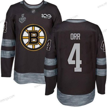 Herrar Boston Bruins #4 Bobby Orr Svart 1917-2017 100th Jubileum 2019 Stanley Cup Final Bound Stitched Hockey Tröjor