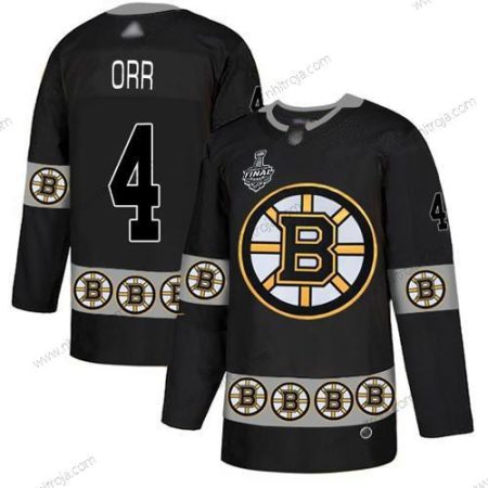 Herrar Boston Bruins #4 Bobby Orr Svart Autentisk Team Logo 2019 Stanley Cup Final Bound Stitched Hockey Tröjor