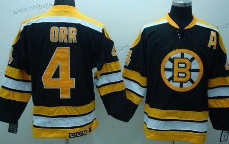 Herrar Boston Bruins #4 Bobby Orr Svart Retro CCM Tröjor