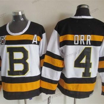 Herrar Boston Bruins #4 Bobby Orr Vit 75Th Retro CCM Tröjor