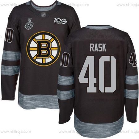 Herrar Boston Bruins #40 Tuukka Rask Svart 1917-2017 100th Jubileum 2019 Stanley Cup Final Bound Stitched Hockey Tröjor