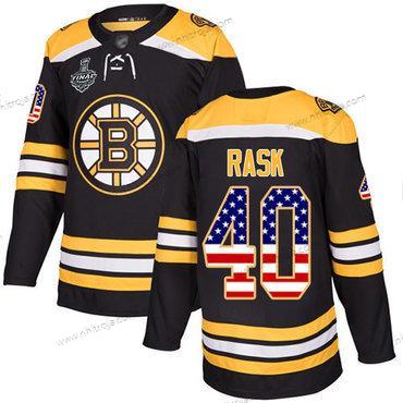 Herrar Boston Bruins #40 Tuukka Rask Svart Autentisk USA Flag 2019 Stanley Cup Final Bound Stitched Hockey Hemma Tröjor