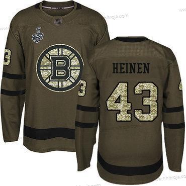 Herrar Boston Bruins #43 Danton Heinen Grön Salute to Service 2019 Stanley Cup Final Bound Stitched Hockey Tröjor