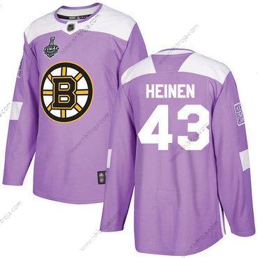 Herrar Boston Bruins #43 Danton Heinen Lila Autentisk Bekämpar cancer 2019 Stanley Cup Final Bound Stitched Hockey Tröjor