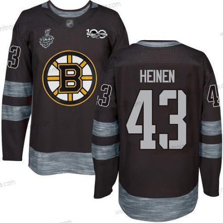 Herrar Boston Bruins #43 Danton Heinen Svart 1917-2017 100th Jubileum 2019 Stanley Cup Final Bound Stitched Hockey Tröjor