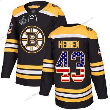 Herrar Boston Bruins #43 Danton Heinen Svart Autentisk USA Flag 2019 Stanley Cup Final Bound Stitched Hockey Hemma Tröjor