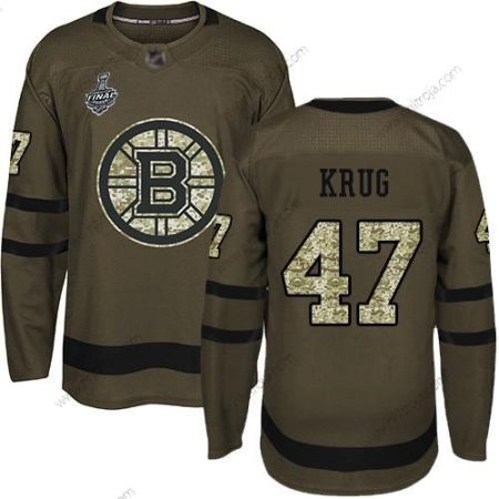 Herrar Boston Bruins #47 Torey Krug Grön Salute to Service 2019 Stanley Cup Final Bound Stitched Hockey Tröjor