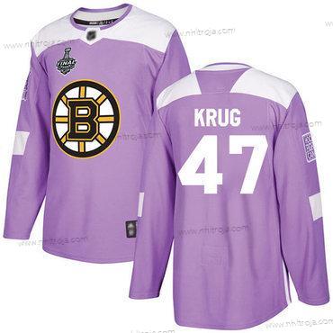 Herrar Boston Bruins #47 Torey Krug Lila Autentisk Bekämpar cancer 2019 Stanley Cup Final Bound Stitched Hockey Tröjor