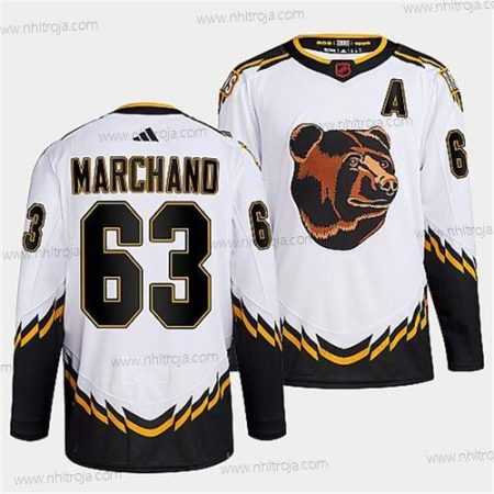 Herrar Boston Bruins #63 Brad Marchand 2022 Vit Omvänd Retro Stitched Tröjor