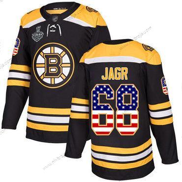 Herrar Boston Bruins #68 Jaromir Jagr Svart Autentisk USA Flag 2019 Stanley Cup Final Bound Stitched Hockey Hemma Tröjor