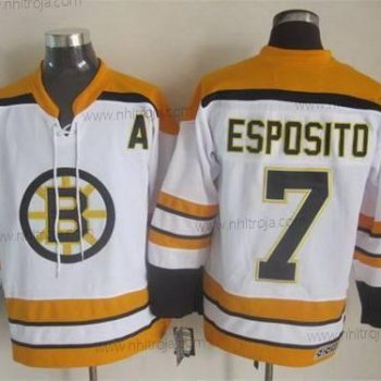 Herrar Boston Bruins #7 Phil Esposito 2007-08 Vit CCM Vintage Tröjor