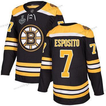 Herrar Boston Bruins #7 Phil Esposito Svart Autentisk 2019 Stanley Cup Final Bound Stitched Hockey Hemma Tröjor