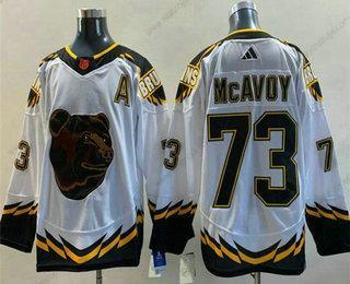 Herrar Boston Bruins #73 Charlie Mcavoy Vit 2022 Omvänd Retro Stitched Tröjor