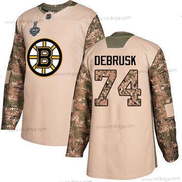 Herrar Boston Bruins #74 Jake Debrusk Camo Autentisk 2017 Veterans Day 2019 Stanley Cup Final Bound Stitched Hockey Tröjor