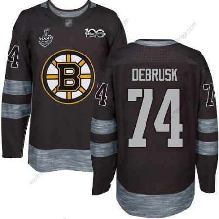 Herrar Boston Bruins #74 Jake Debrusk Svart 1917-2017 100th Jubileum 2019 Stanley Cup Final Bound Stitched Hockey Tröjor