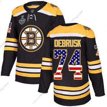 Herrar Boston Bruins #74 Jake Debrusk Svart Autentisk USA Flag 2019 Stanley Cup Final Bound Stitched Hockey Hemma Tröjor