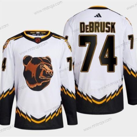 Herrar Boston Bruins #74 Jake Debrusk Vit 2022-23 Omvänd Retro Stitched Tröjor