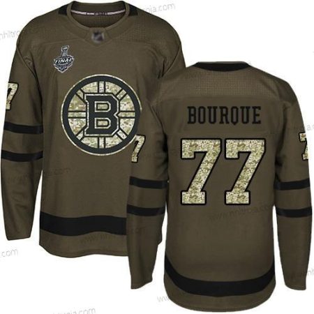 Herrar Boston Bruins #77 Ray Bourque Grön Salute to Service 2019 Stanley Cup Final Bound Stitched Hockey Tröjor