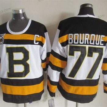 Herrar Boston Bruins #77 Ray Bourque Vit 75Th Retro CCM Tröjor