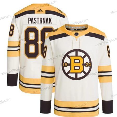 Herrar Boston Bruins #88 David Pastrnak Grädde 100th Jubileum Stitched Tröjor