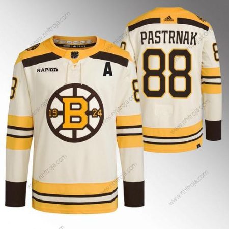 Herrar Boston Bruins #88 David Pastrnak Grädde With Rapid7 Patch 100th Jubileum Stitched Tröjor