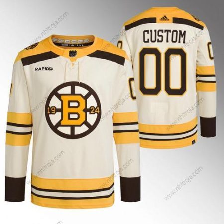 Herrar Boston Bruins Skräddarsydda Grädde With Rapid7 Patch 100th Jubileum Stitched Tröjor