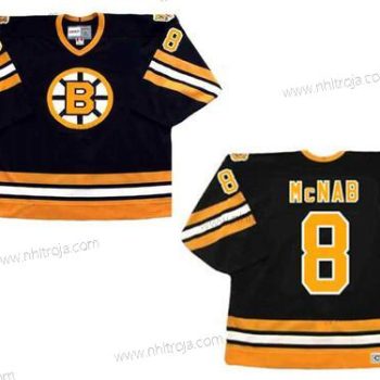 Herrar Boston Bruins Svart Gul #8 Peter Mcnab 1978 CCM Vintage NHL Hockey Borta Tröjor