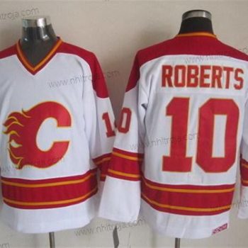 Herrar Calgary Flames #10 Gary Roberts Vit Retro CCM Tröjor