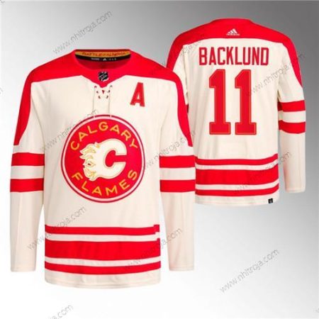 Herrar Calgary Flames #11 Mikael Backlund 2023 Grädde Klassisk Primegreen Stitched Tröjor