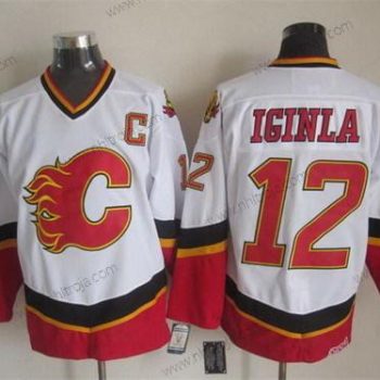 Herrar Calgary Flames #12 Jarome Iginla 2003 Vit Retro CCM Tröjor