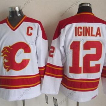 Herrar Calgary Flames #12 Jarome Iginla Vit Retro CCM Tröjor