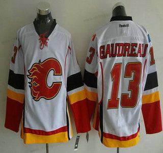 Herrar Calgary Flames #13 Johnny Gaudreau Reebok Vit Premier Hockey Borta Tröjor