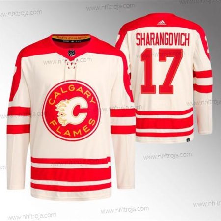 Herrar Calgary Flames #17 Yegor Sharangovich 2023 Grädde Klassisk Primegreen Stitched Tröjor