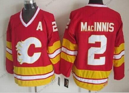 Herrar Calgary Flames #2 Al Macinnis Röd Tredje tröjan Retro CCM Tröjor