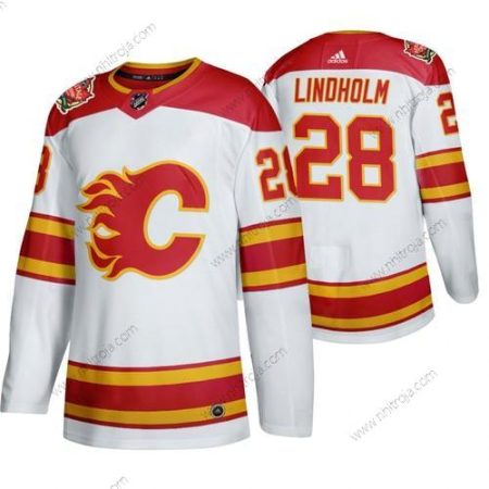 Herrar Calgary Flames #28 Elias Lindholm 2019 Heritage Klassisk Autentisk Vit Tröjor