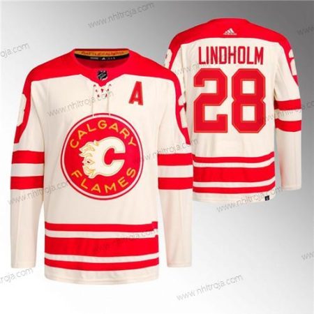 Herrar Calgary Flames #28 Elias Lindholm 2023 Grädde Klassisk Primegreen Stitched Tröjor