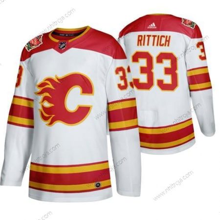 Herrar Calgary Flames #33 David Rittich 2019 Heritage Klassisk Autentisk Vit Tröjor