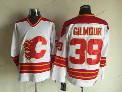 Herrar Calgary Flames #39 Doug Gilmour 1980-81 Vit CCM Vintage Tröjor