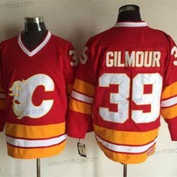 Herrar Calgary Flames #39 Doug Gilmour 1981-82 Röd CCM Vintage Tröjor