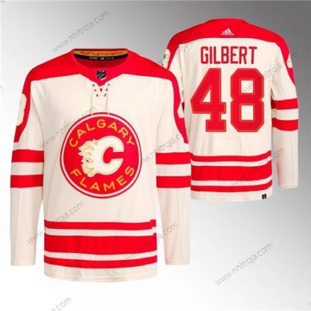 Herrar Calgary Flames #48 Dennis Gilbert 2023 Grädde Klassisk Primegreen Stitched Tröjor