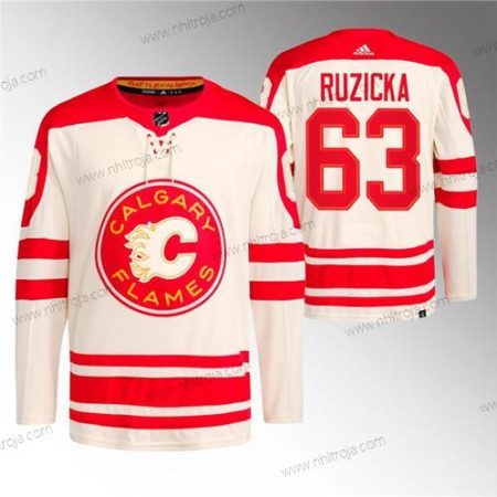 Herrar Calgary Flames #63 Adam Ruzicka 2023 Grädde Klassisk Primegreen Stitched Tröjor