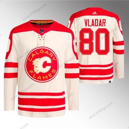 Herrar Calgary Flames #80 Daniel Vladar 2023 Grädde Klassisk Primegreen Stitched Tröjor