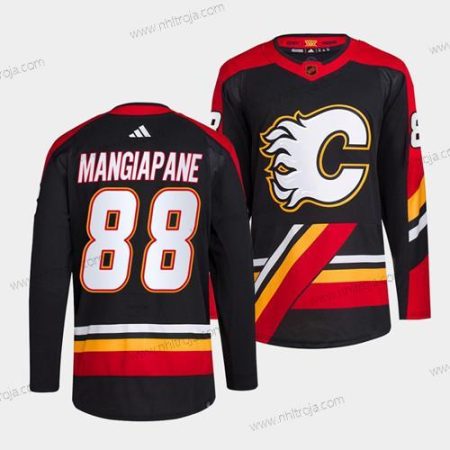 Herrar Calgary Flames #88 Andrew Mangiapane Svart 2022-23 Omvänd Retro Stitched Tröjor