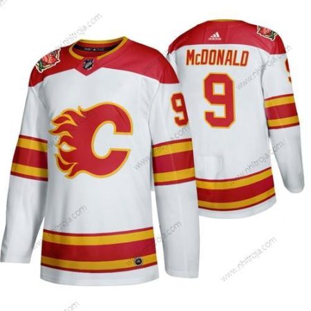 Herrar Calgary Flames #9 Lanny Mcdonald 2019 Heritage Klassisk Autentisk Retired Vit Tröjor