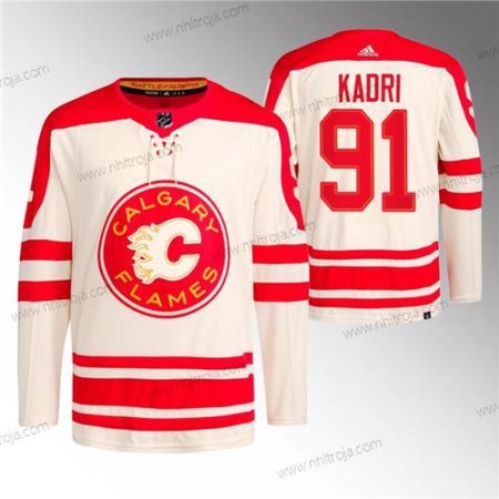 Herrar Calgary Flames #91 Nazem Kadri 2023 Grädde Klassisk Primegreen Stitched Tröjor