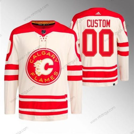 Herrar Calgary Flames Skräddarsydda 2023 Grädde Klassisk Primegreen Stitched Tröjor